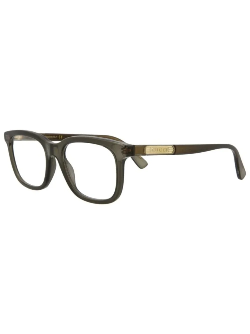 New Gucci Women's Eyeglasses Mens Square Rectangle Grey Grey Transparent